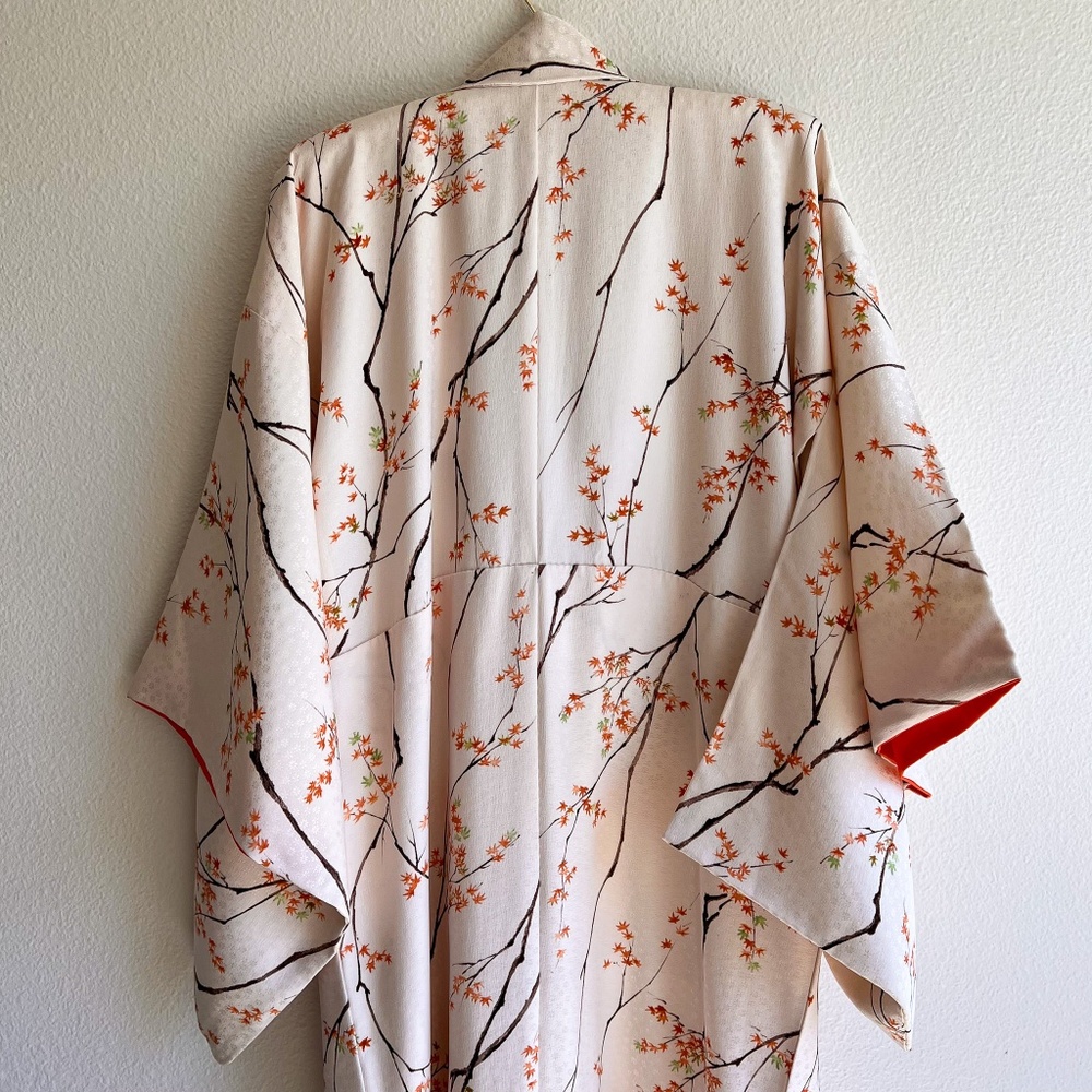 Japanese Maple Kimono Robe - Cream and Orange - Picture 11 of 13